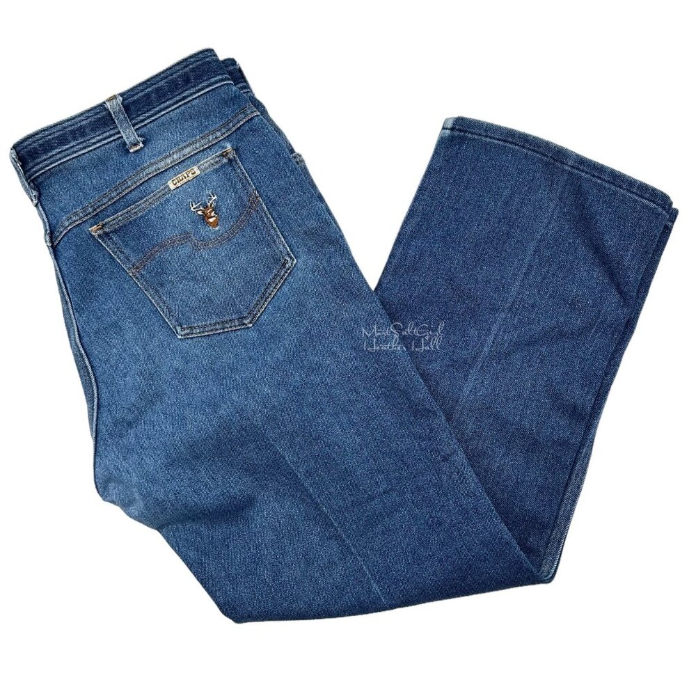 Vtg 70's Chaps Taylor Togs Stretch USA Made Embroidered Deer Relaxed Fit Jeans